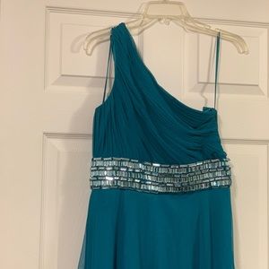 Teal one shoulder dress